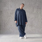 Damen Bluse Avantgarde Lyocell Petrol, A-Linie, Knopfleiste, Oversize große Größen – AKH Premium