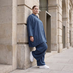 Damen Bluse Avantgarde Lyocell Petrol, A-Linie, Knopfleiste, Oversize große Größen – AKH Premium