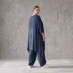 Damen Shirt Avantgarde Lyocell Petrol, A-Linie, Kurzarm, Volant, Oversize große Größen – AKH Premium