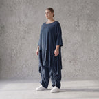 Damen Shirt Avantgarde Lyocell Petrol, A-Linie, Kurzarm, Volant, Oversize große Größen – AKH Premium