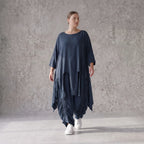 Damen Shirt Avantgarde Lyocell Petrol, A-Linie, Kurzarm, Volant, Oversize große Größen – AKH Premium
