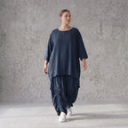 Damen Hose Avantgarde Lyocell Petrol, Ballonschnitt, Flügeltaschen, Oversize große Größen – AKH Premium