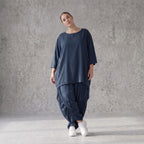 Damen Hose Avantgarde Lyocell Petrol, Ballonschnitt, Flügeltaschen, Oversize große Größen – AKH Premium