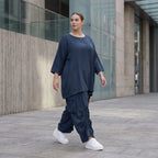 Damen Hose Avantgarde Lyocell Petrol, Ballonschnitt, Flügeltaschen, Oversize große Größen – AKH Premium