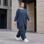 Damen Shirt Avantgarde Lyocell Petrol, gerader Schnitt, Kurzarm, Volant, Oversize große Größen – AKH Premium