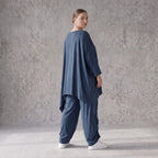 Damen Shirt Avantgarde Lyocell Petrol, gerader Schnitt, Kurzarm, Volant, Oversize große Größen – AKH Premium
