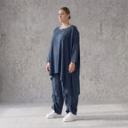 Damen Shirt Avantgarde Lyocell Petrol, gerader Schnitt, Kurzarm, Volant, Oversize große Größen – AKH Premium