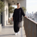 Damen Hose Avantgarde Lyocell Schwarz, Ballonschnitt, Oversize große Größen – AKH Premium