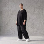 Damen Hose Avantgarde Lyocell Schwarz, Ballonschnitt, Oversize große Größen – AKH Premium