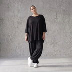 Damen Hose Avantgarde Lyocell Schwarz, Ballonschnitt, Oversize große Größen – AKH Premium
