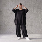 Damen Hose Avantgarde Lyocell Schwarz, Ballonschnitt, Oversize große Größen – AKH Premium