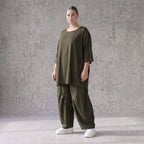 Damen Hose Avantgarde Lyocell Khaki, Ballonschnitt, Oversize große Größen – AKH Premium