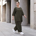 Damen Hose Avantgarde Lyocell Khaki, Ballonschnitt, Oversize große Größen – AKH Premium