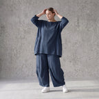 Damen Hose Avantgarde Lyocell Petrol, Ballonschnitt, Flügeltaschen, Oversize große Größen – AKH Premium