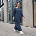 Damen Hose Avantgarde Lyocell Petrol, Ballonschnitt, Flügeltaschen, Oversize große Größen – AKH Premium