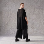 Damen Shirt Avantgarde Baumwolle Schwarz, A-Linie, Langarm, V-Ausschnitt, Oversize große Größen – AKH Premium