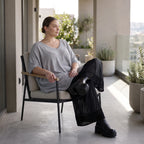 Damen Shirt Avantgarde Baumwolle Grau, A-Linie, Langarm, V-Ausschnitt, Oversize große Größen – AKH Premium