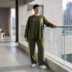 Langarmshirt in A-Linie aus French Terry mit Grafikprint und außenliegenden Ziernähten