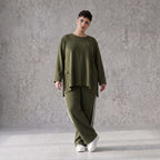 Langarmshirt in A-Linie aus French Terry mit Grafikprint und außenliegenden Ziernähten