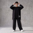 Langarmshirt aus French Terry locker in A-Linie mit Rundhalsausschnitt und Grafik-Print