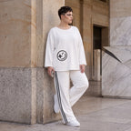 French Terry Sweatshirt mit Smileyprint an asymmetrischer Tasche Rundhals und 7/8-Arm