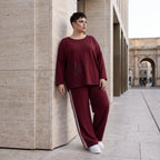 Rote Ballonhose aus French Terry mit Kontraststreifen und elastischem Bund Streetwear