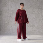 Rote Ballonhose aus French Terry mit Kontraststreifen und elastischem Bund Streetwear