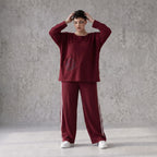 Rote Ballonhose aus French Terry mit Kontraststreifen und elastischem Bund Streetwear