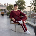 Rote Ballonhose aus French Terry mit Kontraststreifen und elastischem Bund Streetwear