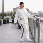 Ballonhose aus French Terry im College Look mit Kontraststreifen und Seitentaschen