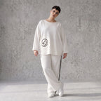 Ballonhose aus French Terry im College Look mit Kontraststreifen und Seitentaschen