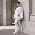 Ballonhose aus French Terry im College Look mit Kontraststreifen und Seitentaschen
