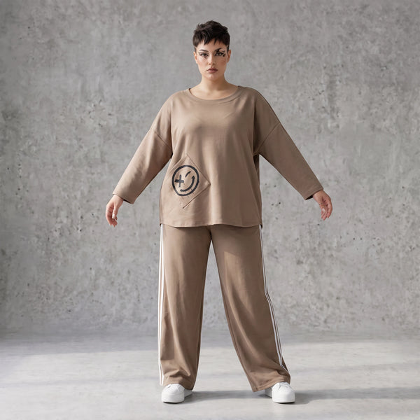 Jogger-Hose im Retro College Look aus French Terry mit weißen Kontraststreifen Ballonform