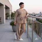 Jogger-Hose im Retro College Look aus French Terry mit weißen Kontraststreifen Ballonform