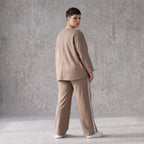 Jogger-Hose im Retro College Look aus French Terry mit weißen Kontraststreifen Ballonform