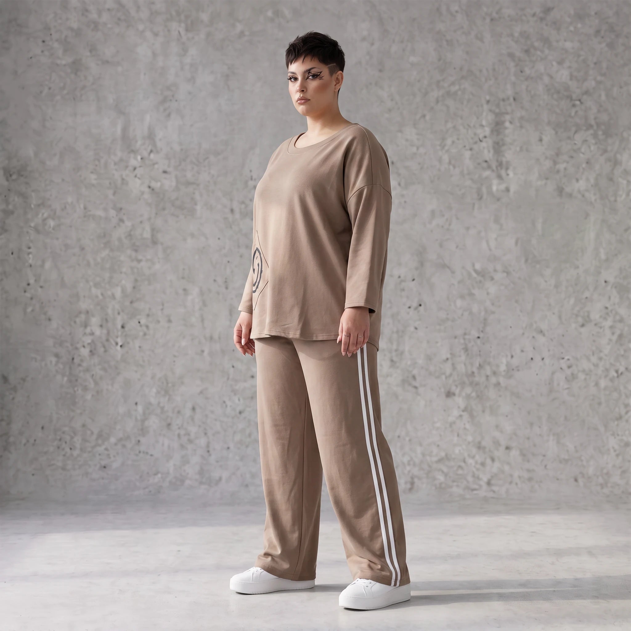 Jogger-Hose im Retro College Look aus French Terry mit weißen Kontraststreifen Ballonform