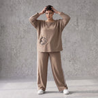 Jogger-Hose im Retro College Look aus French Terry mit weißen Kontraststreifen Ballonform