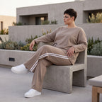 Jogger-Hose im Retro College Look aus French Terry mit weißen Kontraststreifen Ballonform