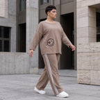 Jogger-Hose im Retro College Look aus French Terry mit weißen Kontraststreifen Ballonform
