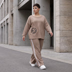 Jogger-Hose im Retro College Look aus French Terry mit weißen Kontraststreifen Ballonform