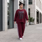 Kastiges Langarmshirt aus French Terry mit Statement Print und sichtbaren Außennähten