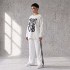 Kastiges Langarmshirt mit Statement Print und Außennähten aus French Terry Stretch urban