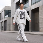 Kastiges Langarmshirt mit Statement Print und Außennähten aus French Terry Stretch urban