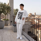 Kastiges Langarmshirt mit Statement Print und Außennähten aus French Terry Stretch urban
