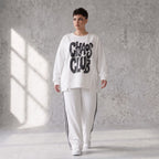 Kastiges Langarmshirt mit Statement Print und Außennähten aus French Terry Stretch urban