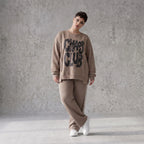 Streetwearshirt mit Chaos Club Print aus French Terry kastig mit Außennähten wärmend