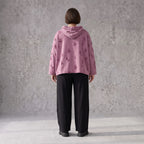 Weinroter Jersey Hoody in Destroyedoptik locker geschnitten mit Kapuze und weichem Fall
