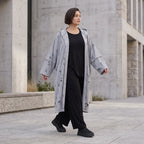 Jerseycardigan in Dusty Grey mit Kapuze aus Baumwolle und Elasthan mit geradem Schnitt
