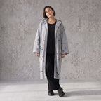Jerseycardigan in Dusty Grey mit Kapuze aus Baumwolle und Elasthan mit geradem Schnitt