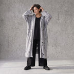 Jerseycardigan in Dusty Grey mit Kapuze aus Baumwolle und Elasthan mit geradem Schnitt